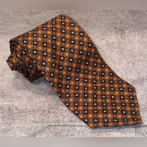 Salvatore Ferragamo Geometric Pattern Silk Tie Necktie Italy Printed Luxury Vtg